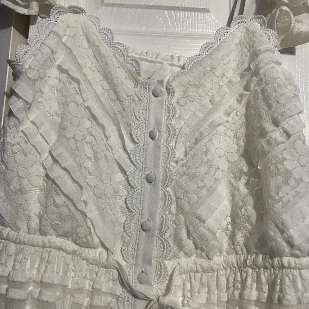 Gorgeous Elegant White Lace Maxi Dress - Picture 11 of 16